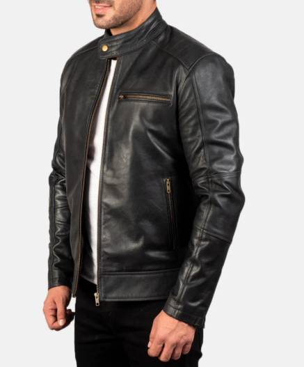 Dean Black Leather Biker Jacket