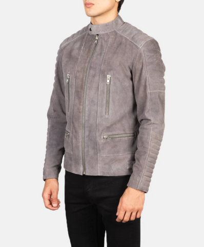 Damian Grey Suede Biker Jacket