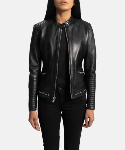 Haley Ray Black Leather Biker Jacket