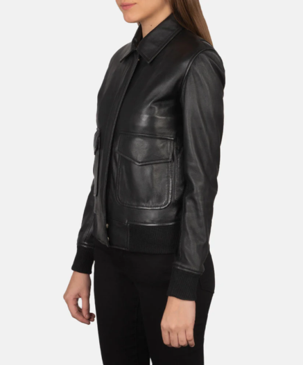 Westa A-2 Black Leather Bomber Jacket