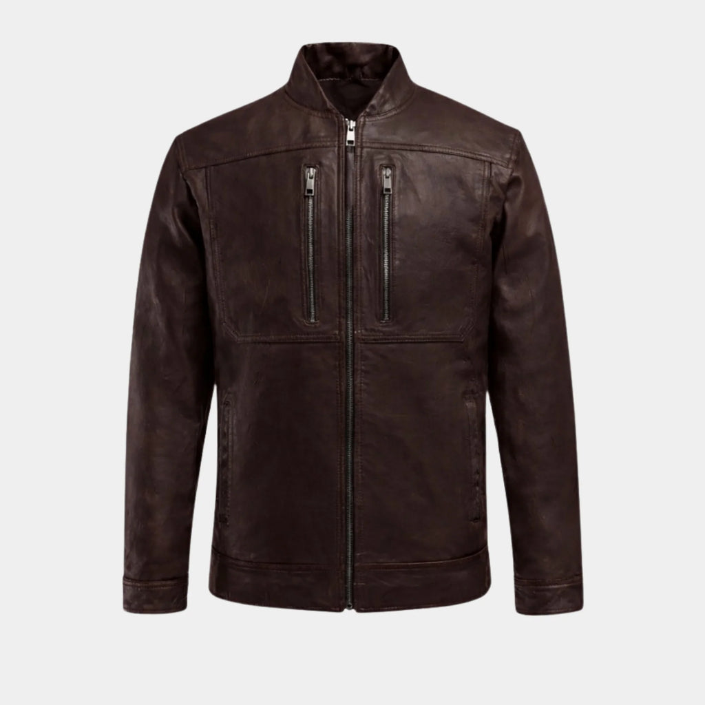 Thunder Storm Brown Biker Leather Jacket