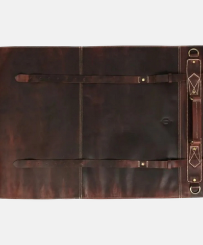 Leather Chef Knife Roll Walnut Brown 10 Slots