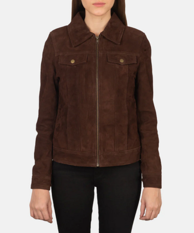 Suzy Mocha Suede Trucker Jacket