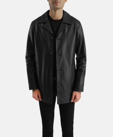 Urban Slate Black Leather Coat