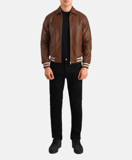 Walton Brown Leather Varsity Jacket