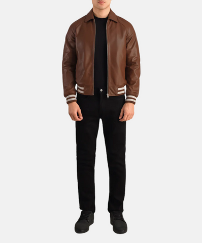 Walton Brown Leather Varsity Jacket