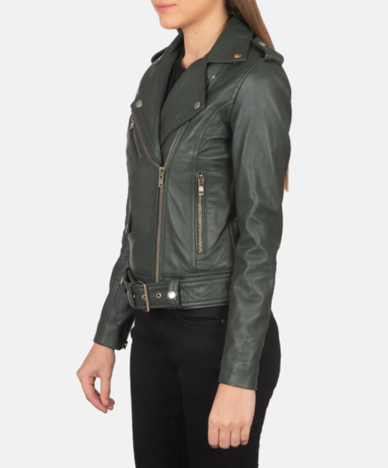 Alison Green Leather Biker Jacket