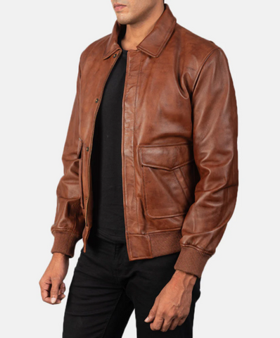 Coffmen Brown A2 Leather Bomber Jacket