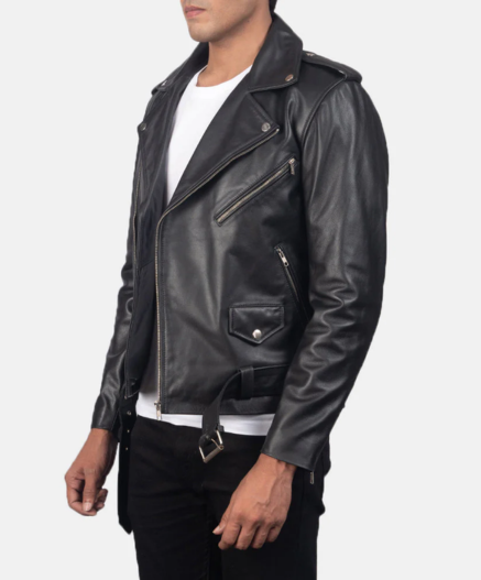Allaric Alley Black Leather Biker Jacket