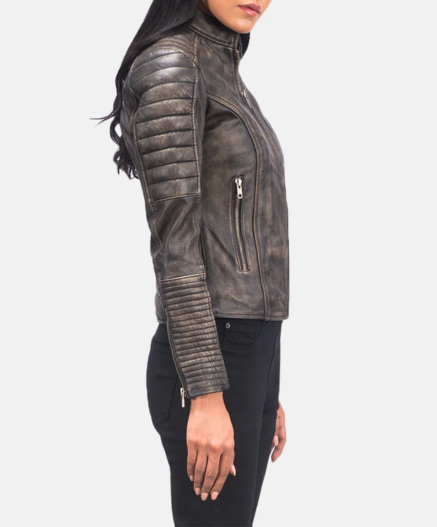 Adalyn Quilted Mocha Suede Biker Jacket