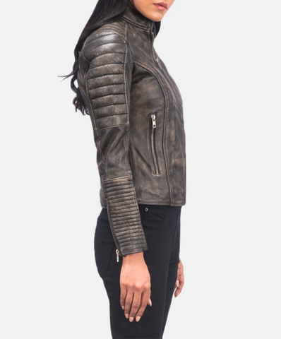 Adalyn Quilted Mocha Suede Biker Jacket
