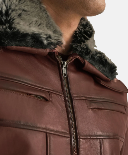 Evan Hart Fur Brown Leather Jacket