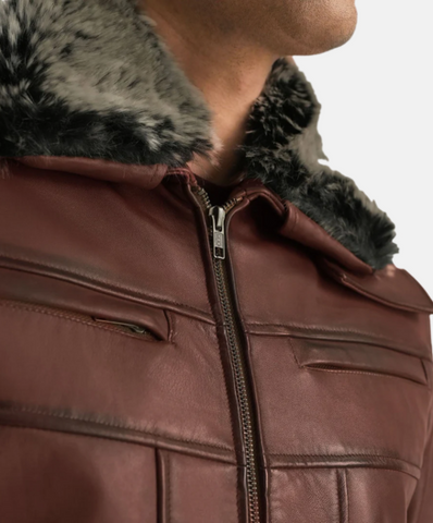 Evan Hart Fur Brown Leather Jacket