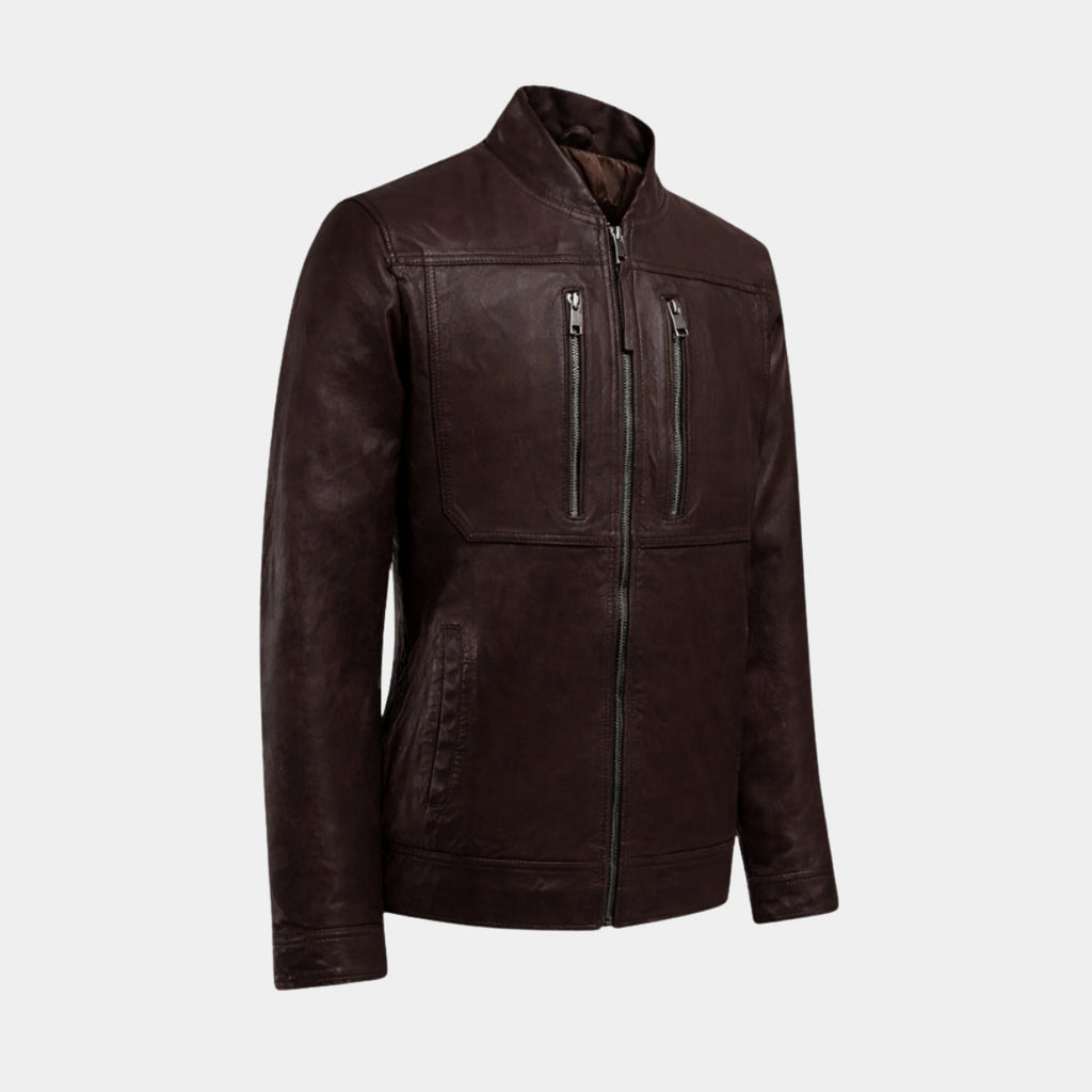 Thunder Storm Brown Biker Leather Jacket
