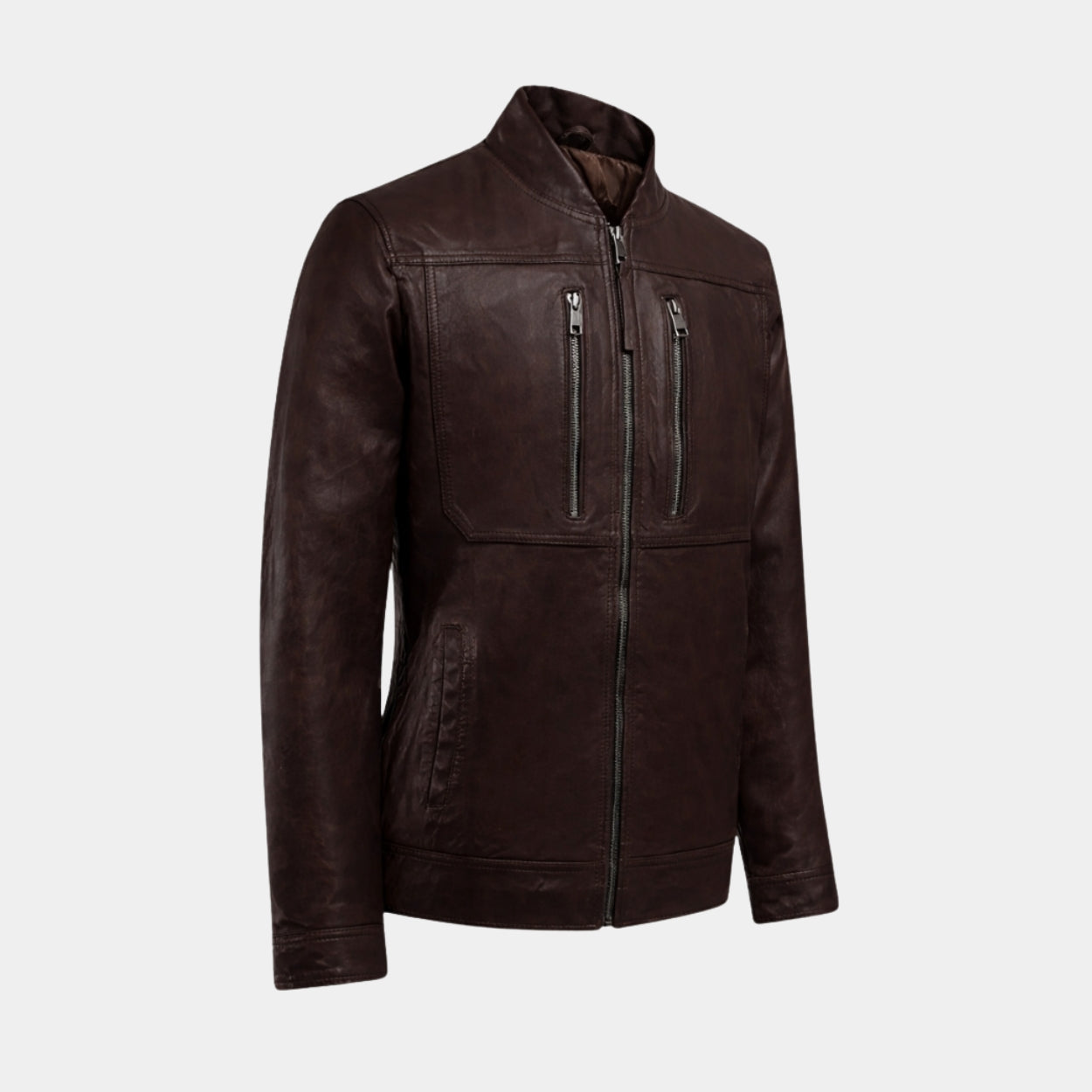 Thunder Storm Brown Biker Leather Jacket