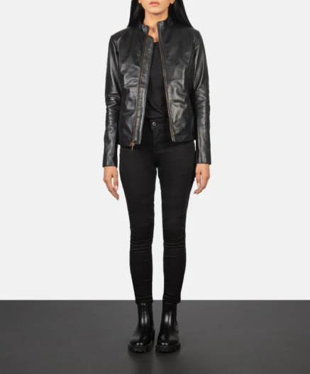 Rumella Black Leather Biker Jacket