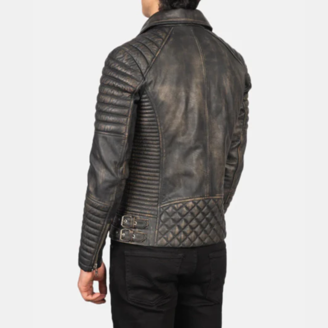 Armand Distressed Brown Leather Biker Jacket