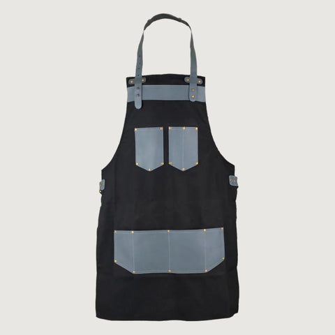 The Kent Black Canvas and Grey Leather pocket Apron