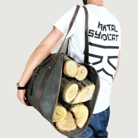 Waxed Canvas Wood Carrier