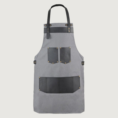 The Oxfordshire Grey Canvas Apron With Black Pocket Apron
