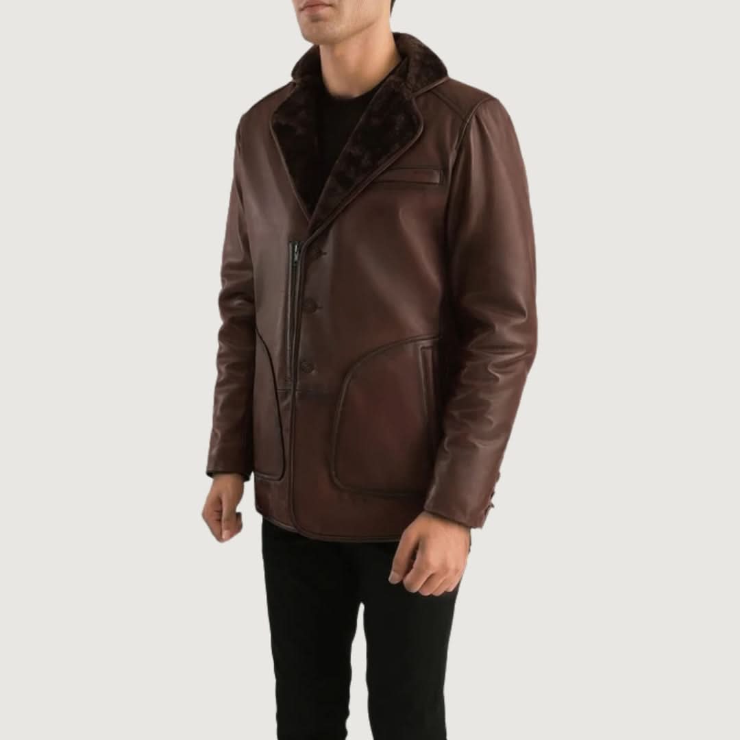 Rocky Brown Fur Leather Coat