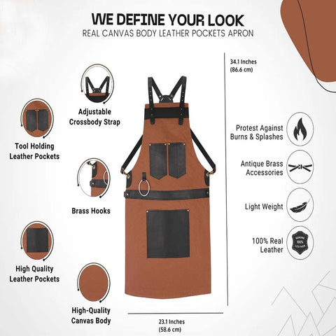 The West Midlands Brown Canvas Crossbody BBQ Apron