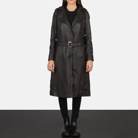 Fixon Hooded Black Trench Coat