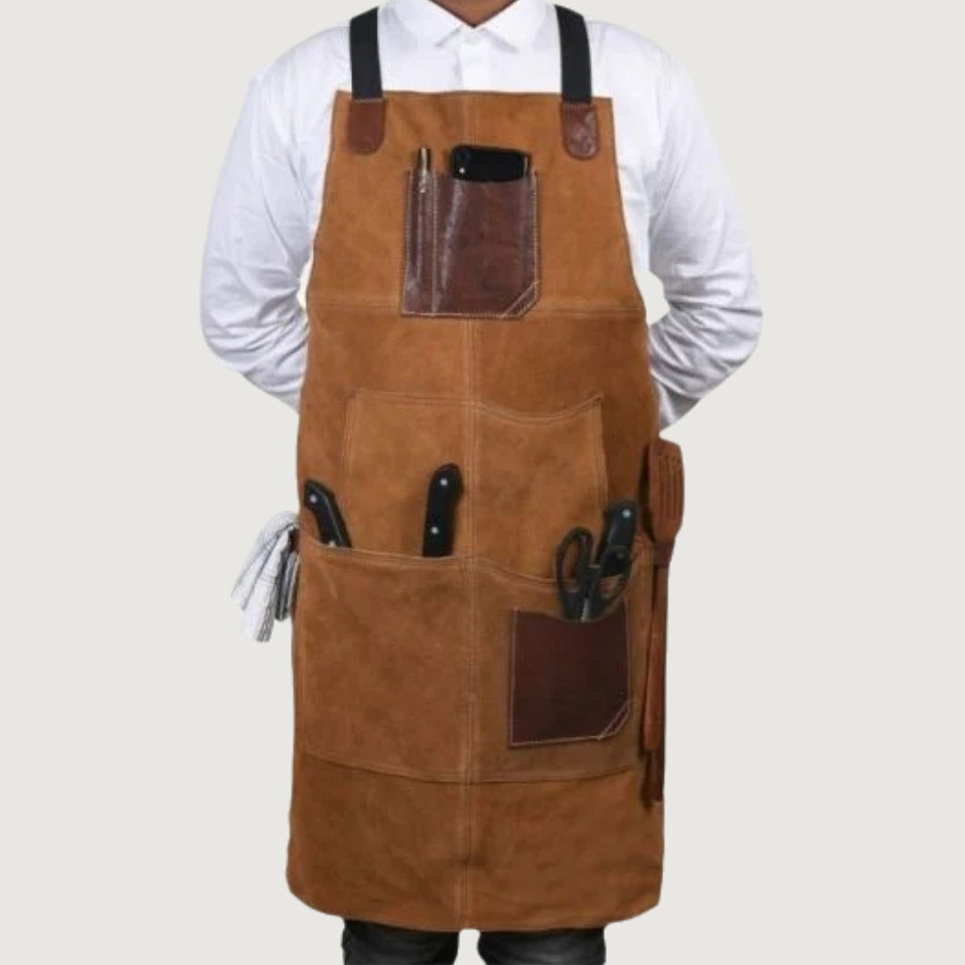 Arucas Suede Apron - Caramel Brown