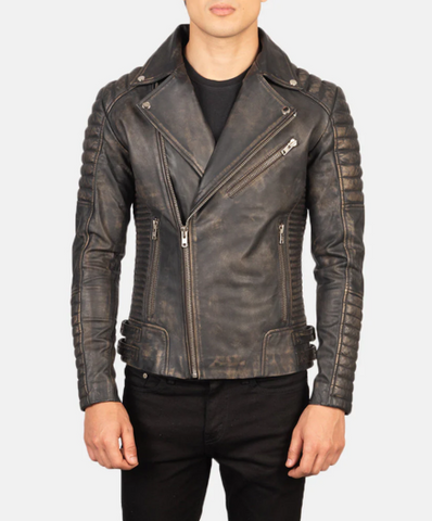 Armand Distressed Brown Leather Biker Jacket