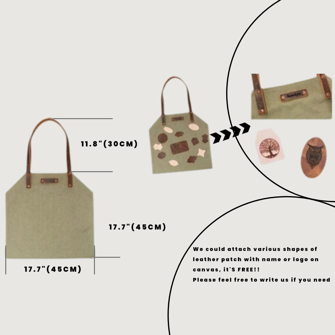 Large Leather Canvas Wood Carrying Bag