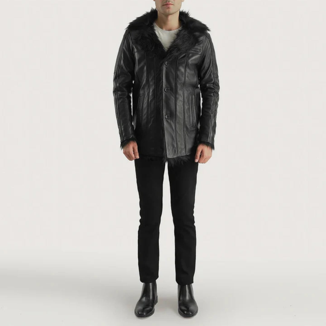 Fircliff Black Leather Coat
