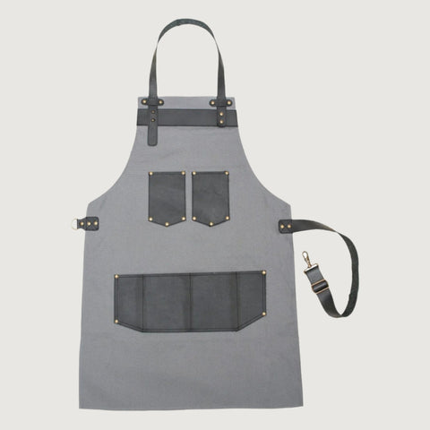 The Oxfordshire Grey Canvas Apron With Black Pocket Apron
