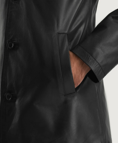 Urban Slate Black Leather Coat