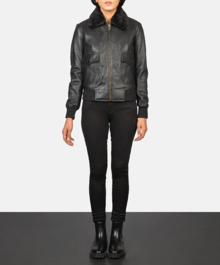 Stella G-1 Black Leather Bomber Jacket