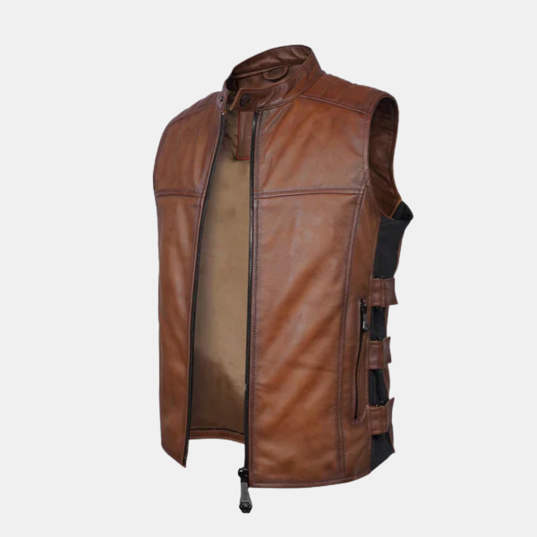 Vanguard Men's Leather Vest - Brown Leather Vest