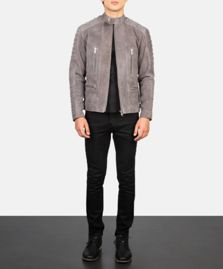 Damian Grey Suede Biker Jacket