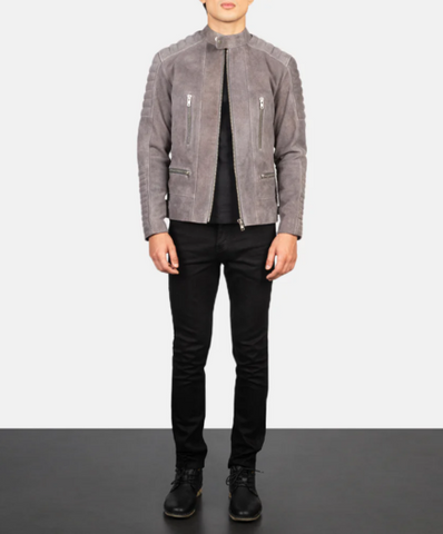 Damian Grey Suede Biker Jacket
