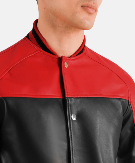 Terrance Black & Red Leather Varsity Jacket