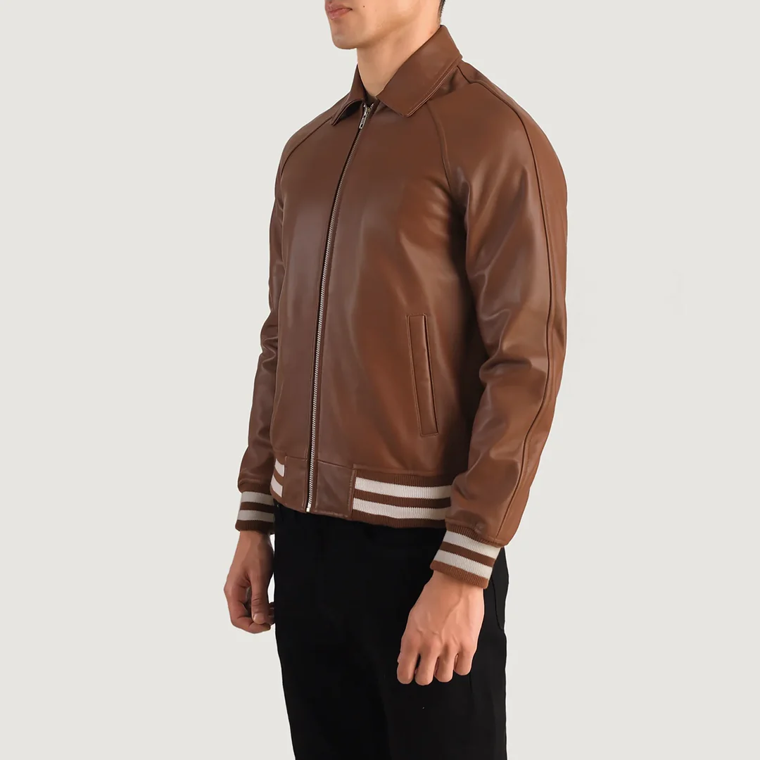 Walton Brown Leather Varsity Jacket