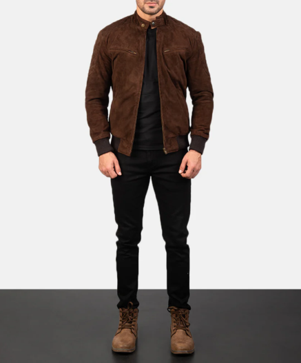 Sven Mocha Suede Bomber Jacket