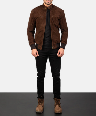 Sven Mocha Suede Bomber Jacket
