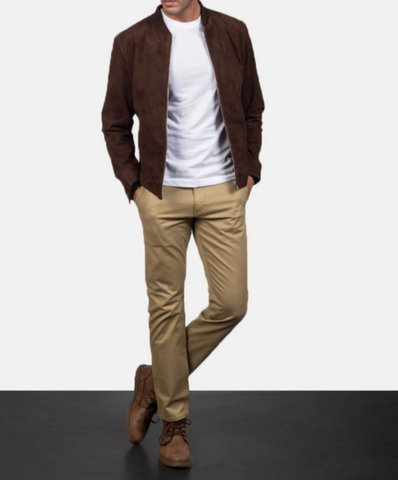 Blain Mocha Suede Bomber Jacket