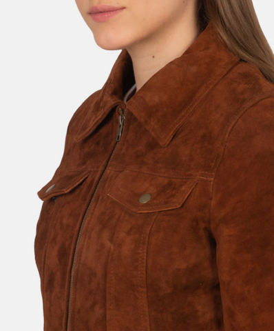 Suzy Brown Suede Trucker Jacket