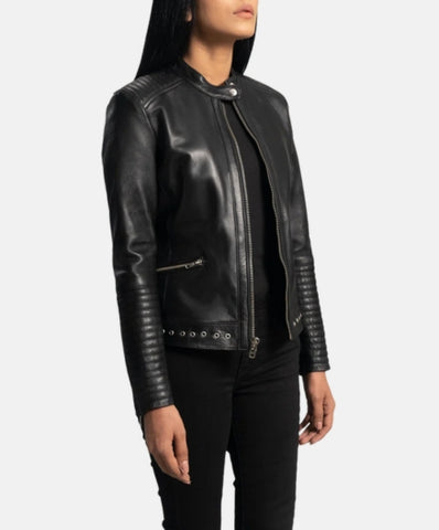 Haley Ray Black Leather Biker Jacket