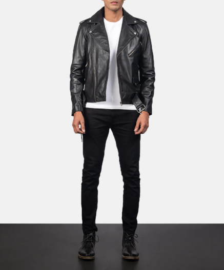 Allaric Alley Black Leather Biker Jacket
