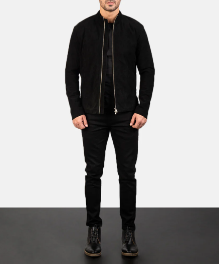 Charcoal Mocha Suede Biker Jacket