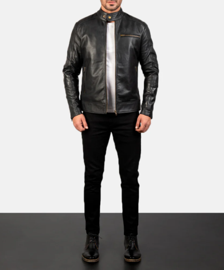 Dean Black Leather Biker Jacket