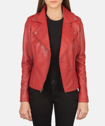Flashback Red Leather Biker Jacket