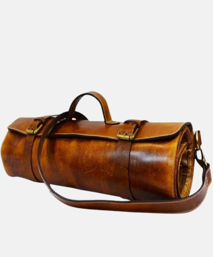 Leather Chef Knife Roll - Caramel Brown