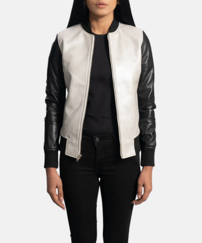 Cole Silver Leather Bomber Jacket
